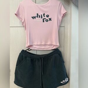 White Fox Lounge Shorts & Ribbed Baby Tee